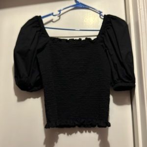 black puffed sleeve shirt